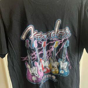 Women’s Fender Black Tee with Guitar Design